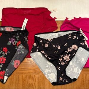 4 New with Tags Soma Women's Floral and Solid Panties size XL High Leg